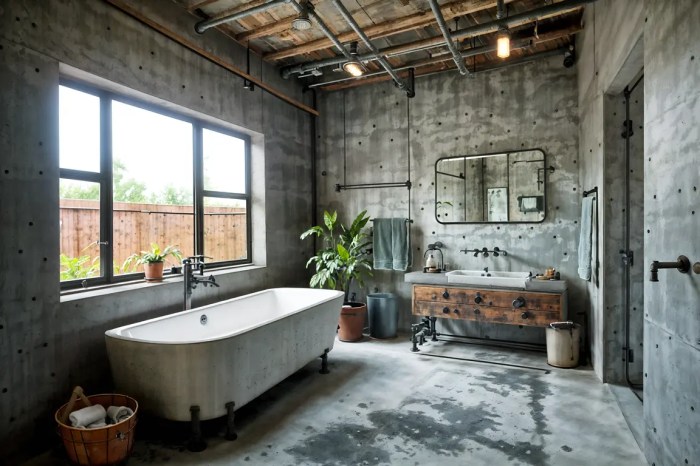 Reclaimed Wood Industrial Bathroom Design