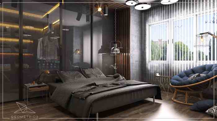 Industrial Bedroom with Wood and Metal Mix Design
