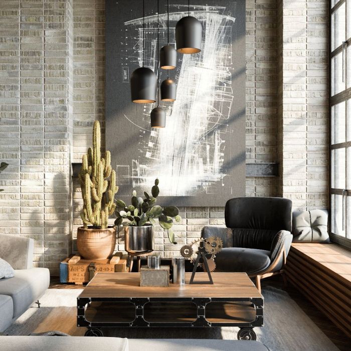 Vintage industrial tropical home decor