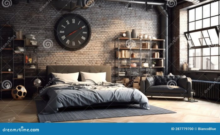 Industrial Bedroom with Minimalist Furniture A Design Guide