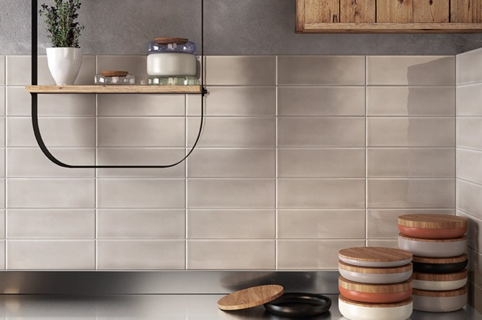 Scandinavian kitchen with ceramic tiles