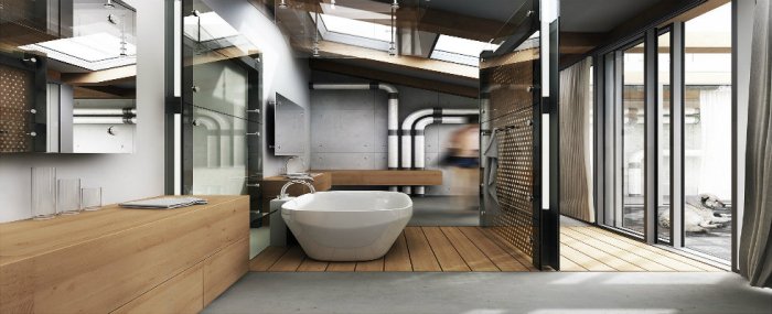 Industrial Unfinished Bathroom Design