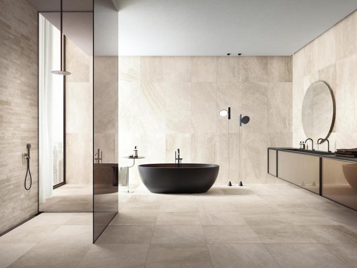 Unfinished bathroom with modern tiles